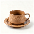 Caramel Floral Ceramic Cup & Saucer Set