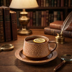 Caramel Floral Ceramic Cup & Saucer Set