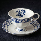 Classic Blue and White Floral Porcelain Teacup and Saucer Set