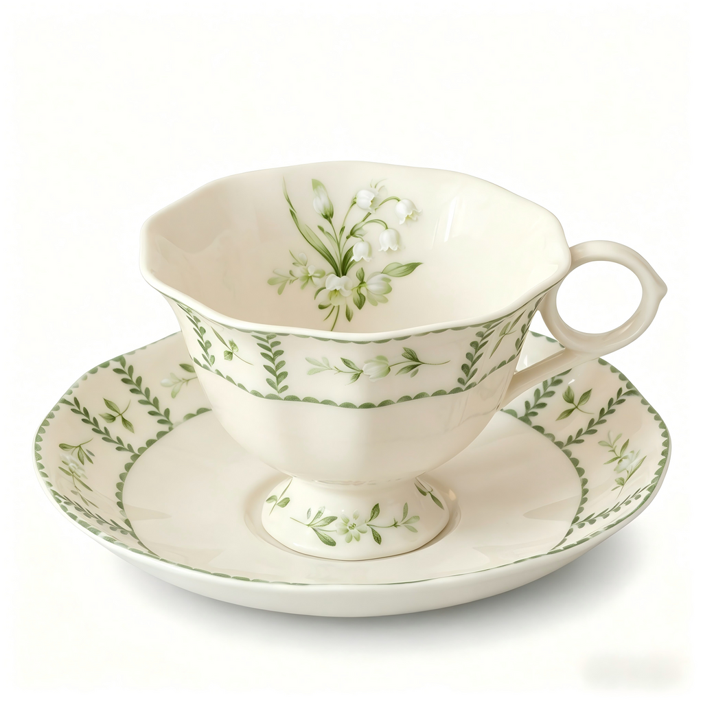 Lily of the Valley Porcelain Teacup and Saucer Set