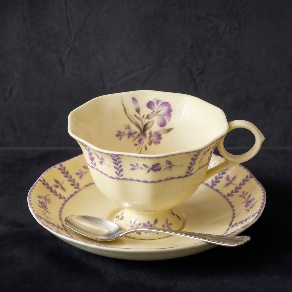 Lavender Heritage Porcelain Teacup & Saucer Set