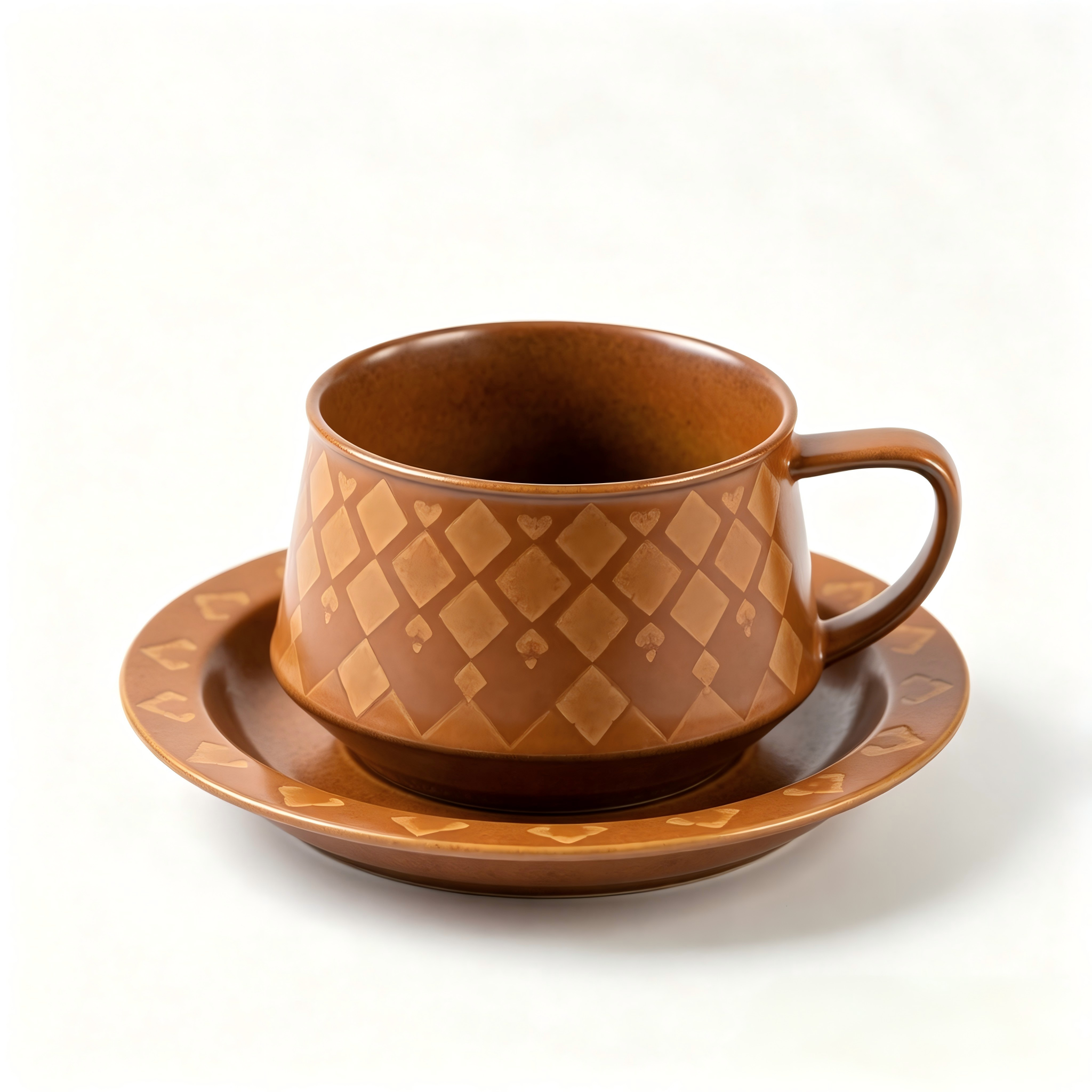 Amber Diamond Ceramic Cup & Saucer Set