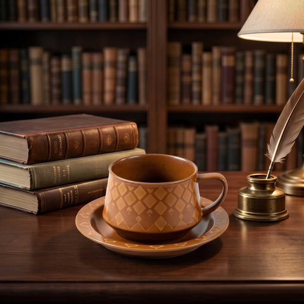 Amber Diamond Ceramic Cup & Saucer Set