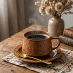 Amber Diamond Ceramic Cup & Saucer Set